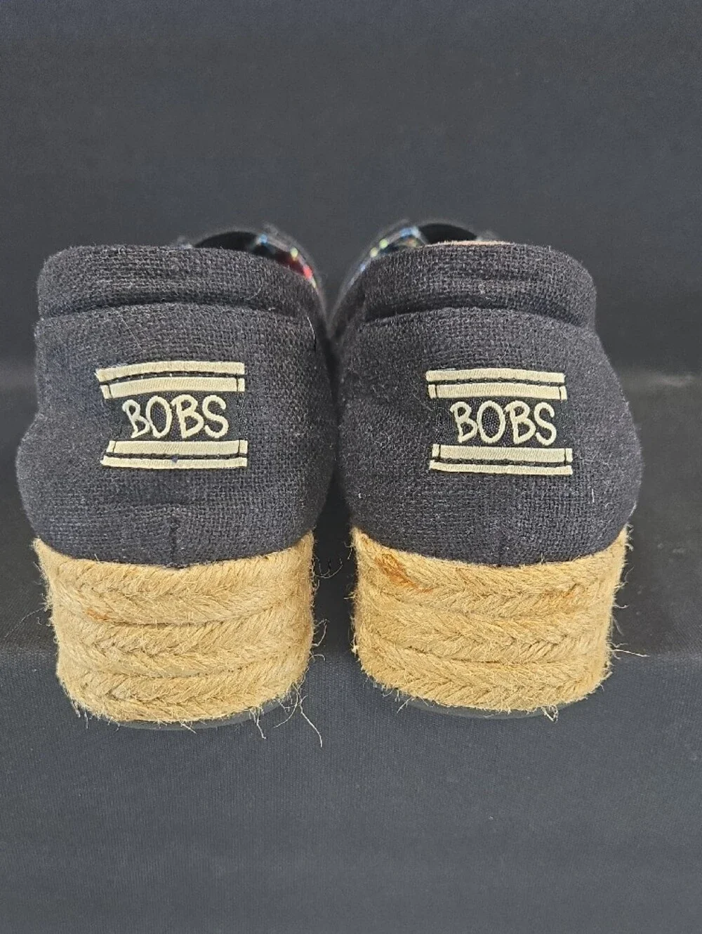 Skechers Bob's Black Canvas Espadrille-Style Slip-On
